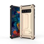 Ultra-thin Shockproof PC + TPU Armor Protective Case for Galaxy S10+, with Holder (Gold)