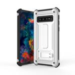 Ultra-thin Shockproof PC + TPU Armor Protective Case for Galaxy S10+, with Holder (Silver)