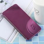 PU Electroplating Mirror Horizontal Flip Leather Case for Galaxy S10, with Holder (Purple)