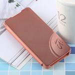 PU Electroplating Mirror Horizontal Flip Leather Case for Galaxy S10, with Holder (Rose Gold)