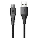 ROCK Z9 2A Micro Hi-tensile Sync Round Charging Cable, Length: 100cm (Black)