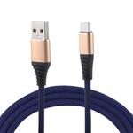 1m Cloth Braided Cord USB A to Type-C Data Sync Charge Cable, For Galaxy, Huawei, Xiaomi, LG, HTC and Other Smart Phones (Dark Blue)