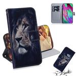 Lion Pattern Coloured Drawing Horizontal Flip Leather Case for Galaxy A40, with Holder & Card Slots & Wallet