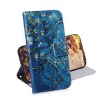 Apricot Flower Pattern Coloured Drawing Horizontal Flip Leather Case for Galaxy A7 (2018) / A750F, with Holder & Card Slots & Wallet