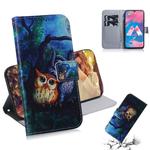 Oil Painting Owl Pattern Coloured Drawing Horizontal Flip Leather Case for Galaxy M30, with Holder & Card Slots & Wallet