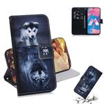 Wolf and Dog Pattern Coloured Drawing Horizontal Flip Leather Case for Galaxy M30, with Holder & Card Slots & Wallet