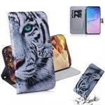 Tiger Pattern Coloured Drawing Horizontal Flip Leather Case for Galaxy S10, with Holder & Card Slots & Wallet