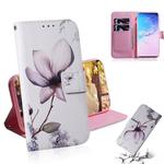 Magnolia Flower Pattern Coloured Drawing Horizontal Flip Leather Case for Galaxy S10, with Holder & Card Slots & Wallet