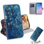 Apricot Flower Pattern Coloured Drawing Horizontal Flip Leather Case for Galaxy S10 Plus, with Holder & Card Slots & Wallet