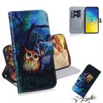 Oil Painting Owl Pattern Coloured Drawing Horizontal Flip Leather Case for Galaxy S10 E, with Holder & Card Slots & Wallet