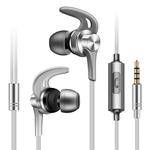 QKZ EQ1 CNC Metal Shark Fin Headphones Sports Music Headphones, Microphone Version (Silver)