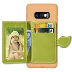 Leaf Magnetic Snap Litchi Texture TPU Protective Case for Galaxy S10e, with Card Slots & Holder & Wallet (Green)