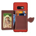 Leaf Magnetic Snap Litchi Texture TPU Protective Case for Galaxy S10e, with Card Slots & Holder & Wallet (Red)