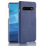 Shockproof Crocodile Texture PC + PU Case for Galaxy S10+ (Blue)