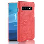 Shockproof Crocodile Texture PC + PU Case for Galaxy S10 (Red)