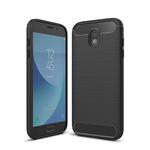 For Galaxy J730 / J7 Pro (EU Version) Brushed Texture Carbon Fiber Shockproof TPU Rugged Armor Protective Case(Black)