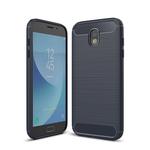 For Galaxy J730 / J7 Pro (EU Version) Brushed Texture Carbon Fiber Shockproof TPU Rugged Armor Protective Case(Navy Blue)