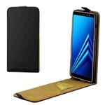 For Galaxy A8+ (2018) Vertical Flip Leather Protective Back Cover Case with Card Slot(Black)