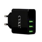 CYKE HKL-USB32 5V 3A 3-Port USB Wall Charger Travel Charger with Digital Display, EU Plug