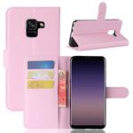 For Galaxy A8 (2018) Litchi Texture Horizontal Flip Leather Case with Holder & Card Slots & Wallet(Pink)