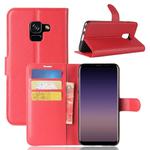 For Galaxy A8 (2018) Litchi Texture Horizontal Flip Leather Case with Holder & Card Slots & Wallet(Red)