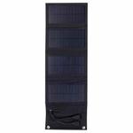 7W Monocrystalline Silicon Foldable Solar Panel Outdoor Charger with 5V Dual USB Ports (Black)