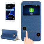 For Galaxy S7 / G930 Horizontal Flip Leather Case with Holder & Call Display ID(Blue)