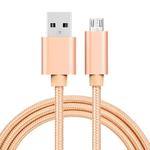 1m 3A Woven Style Metal Head Micro USB to USB Data / Charger Cable(Gold)