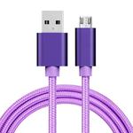 1m 3A Woven Style Metal Head Micro USB to USB Data / Charger Cable(Purple)