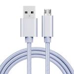 1m 3A Woven Style Metal Head Micro USB to USB Data / Charger Cable(Silver)
