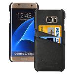 For Galaxy S7 Edge / G935 Litchi Texture Fashion Genuine Leather Back Cover Case with Card Slots(Black)