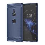 Brushed Texture Carbon Fiber Shockproof TPU Case for Sony Xperia XZ3(Navy Blue)