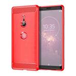 Brushed Texture Carbon Fiber Shockproof TPU Case for Sony Xperia XZ3(Red)