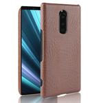 Shockproof Crocodile Texture PC + PU Case for Sony Xperia 1 (Brown)