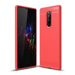 Brushed Texture Carbon Fiber Shockproof TPU Case for Sony Xperia XZ4 / Xperia 1 (Red)