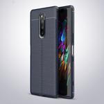 Litchi Texture TPU Shockproof Case for Sony Xperia XZ4 / Xperia 1 (Navy Blue)