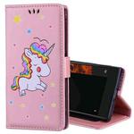 For Sony Xperia XZ Glitter Powder Unicorn Pattern Horizontal Flip Leather Case with Holder & Wallet & Card Slots & Photo Frame (Rose Gold)