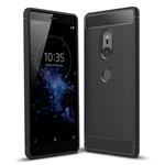 For Sony Xperia XZ2 Brushed Texture Carbon Fiber Shockproof TPU Protective Back Case(Black)