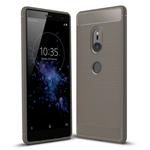 For Sony Xperia XZ2 Brushed Texture Carbon Fiber Shockproof TPU Protective Back Case(Grey)