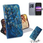 Apricot Flower Pattern Coloured Drawing Horizontal Flip Leather Case for Sony Xperia 1, with Holder & Card Slots & Wallet