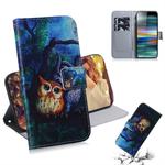 Oil Painting Owl Pattern Coloured Drawing Horizontal Flip Leather Case for Sony Xperia 10, with Holder & Card Slots & Wallet