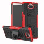Tire Texture TPU+PC Shockproof Case for Sony Xperia XA3, with Holder (Red)