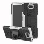 Tire Texture TPU+PC Shockproof Case for Sony Xperia XA3, with Holder (White)