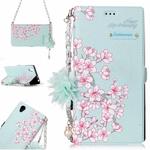 For Sony Xperia L1 Sakura Flower Pattern Horizontal Flip Leather Case with Holder & Card Slots & Pearl Flower Ornament & Chain