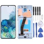 Original Dynamic AMOLED Material LCD Screen and Digitizer Full Assembly with Frame for Samsung Galaxy S20 4G SM-G980(Blue)