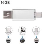 16GB 3 in 1 USB-C / Type-C + USB 2.0 + OTG Flash Disk, For Type-C Smartphones & PC Computer(Silver)