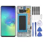 Original Super AMOLED LCD Screen for Samsung Galaxy S10+ Digitizer Full Assembly with Frame (Green)