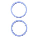 For iPhone 16 Plus 2pcs/set Rear Camera Glass Lens Metal Outside Protector Hoop Ring (Blue)