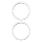 For iPhone 16 Plus 2pcs/set Rear Camera Glass Lens Metal Outside Protector Hoop Ring (Silver)