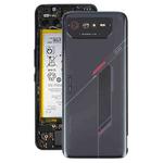 For Asus ROG Phone 6 AI2201-C AI2201-F Glass Battery Back Cover with NFC/Light Cable(Black Red)